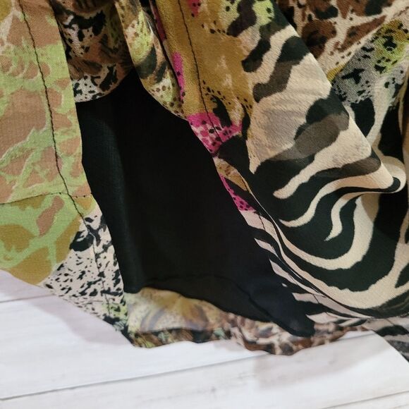 Angie Mixed Print One Shoulder Ruffle Dress Animal Floral Tagged M Fits Small - Picture 6 of 10